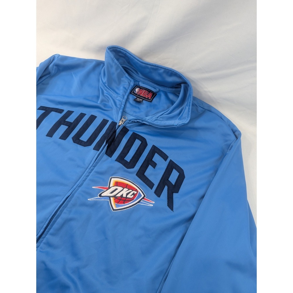 NBA Mens XXL Blue Orange OKC Thunder Full Zip Warm Up Jacket Basketball